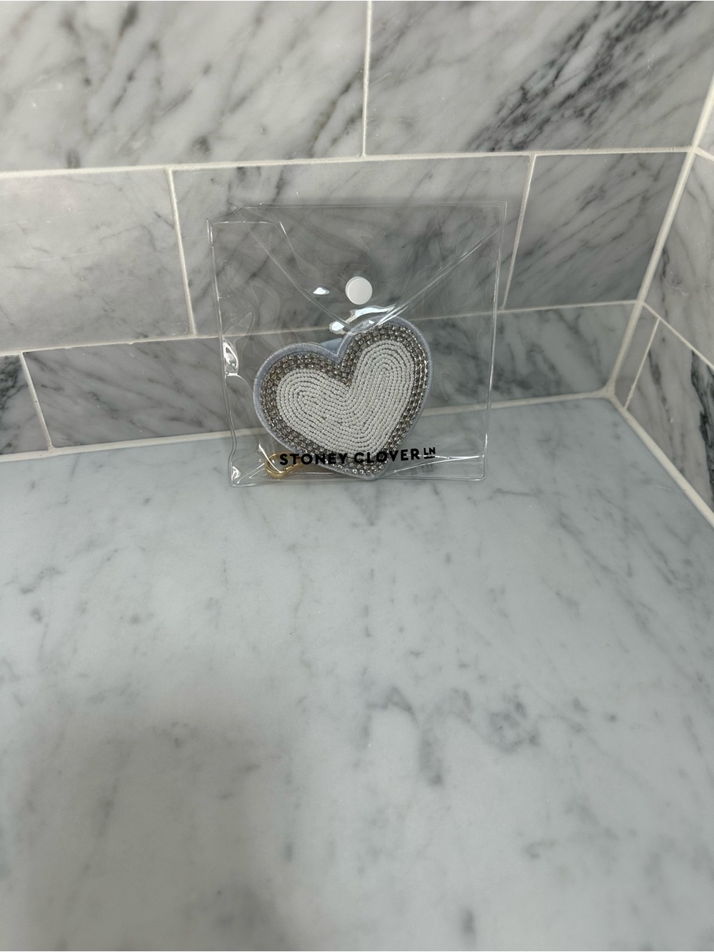 Stoney Clover Lane White Beaded Heart Charm